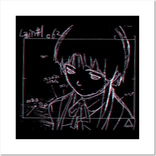 Lain Iwakura 3D Sketch 001 - White on Black Posters and Art